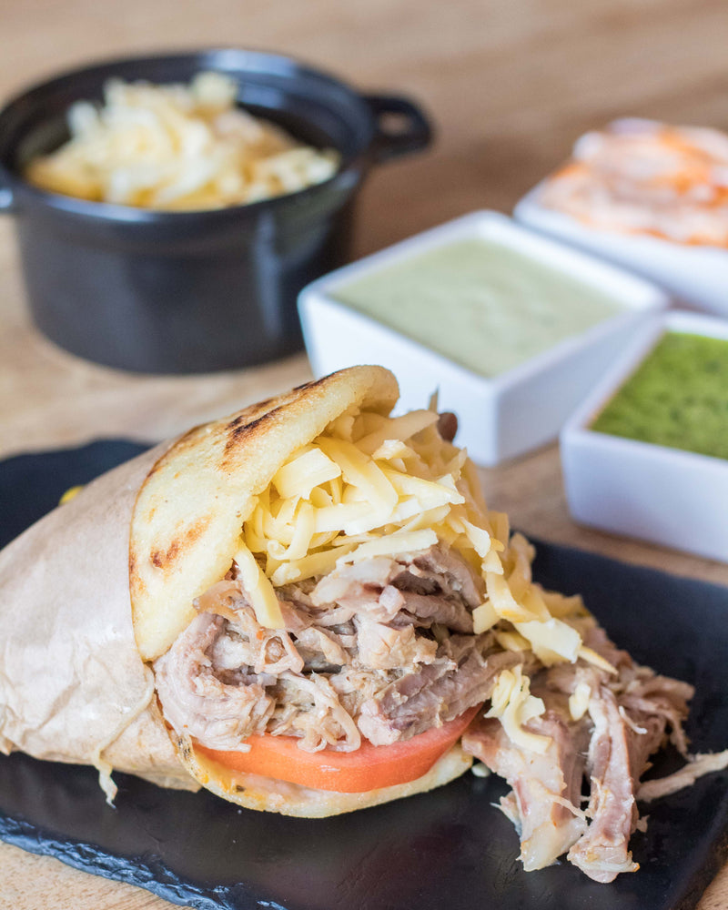 Arepa with Pulled Pork (con Pernil)